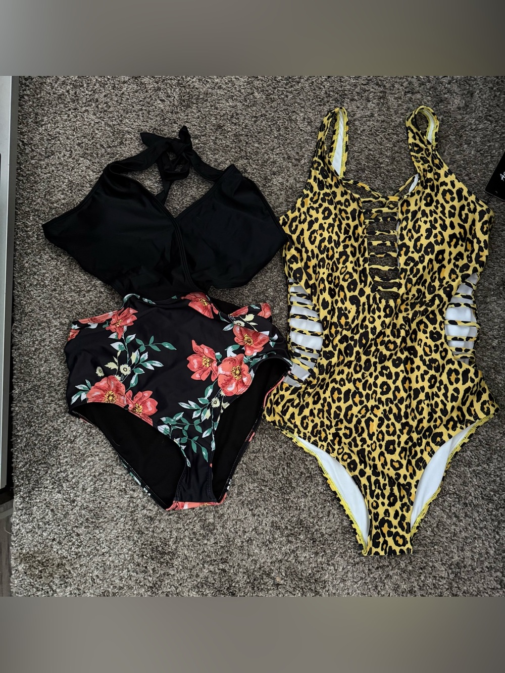 Yellow Leopard Lace-Up One-Piece Swimsuit bundle